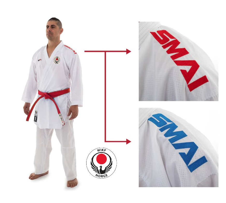 WIKF - INAZUMA 6oz PREMIUM KUMITE GI PAKKE - RØD OG BLÅ JAKKE