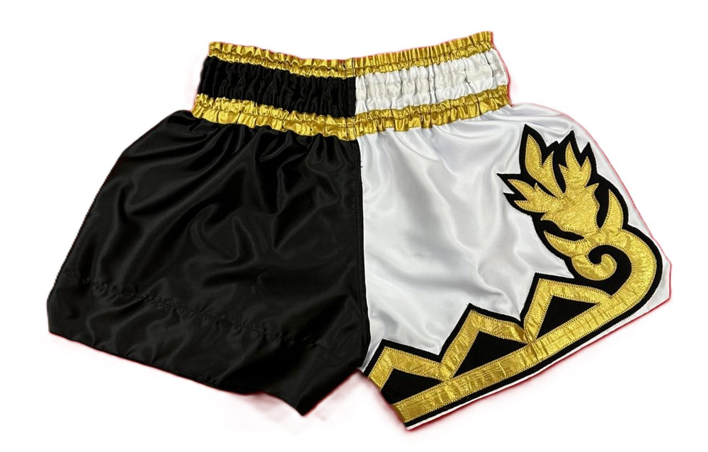 MUAY THAI SHORTS - HVIT/SORT