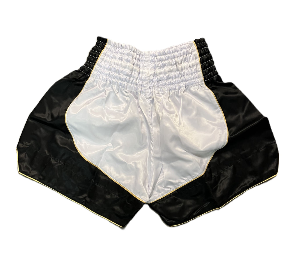 MUAY THAI SHORTS - SORT/HVIT