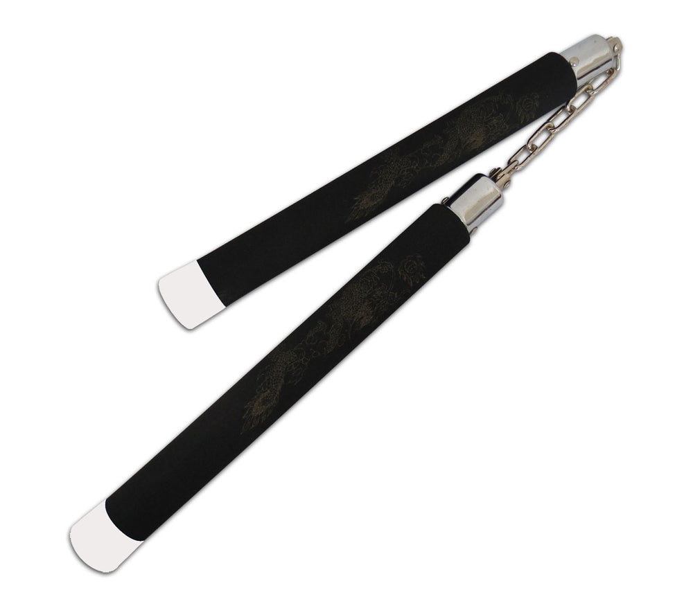 TRENINGS NUNCHAKU - POLSTRET GUMMI SKUM - MED HVIT TOPP