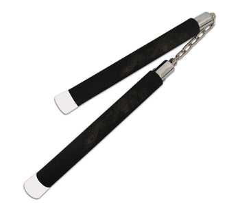 TRENINGS NUNCHAKU - POLSTRET GUMMI SKUM - MED HVIT TOPP