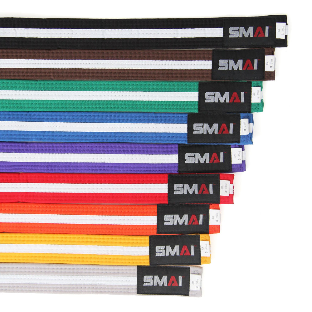 KAMPSPORTBELTE - FARGE BELTE MED HVIT STRIPE
